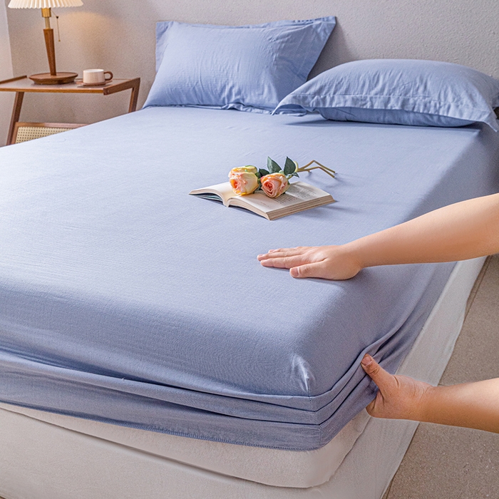 91家纺网 家纺一手货源 找家纺 锦罗绣 2025新款A类全棉双层纱单床笠 绅士蓝