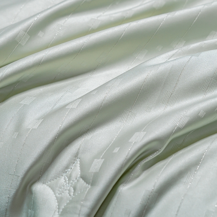 91家纺网 家纺一手货源 找家纺 2025新款格利亚天丝提花夏被四件套 格子-绿