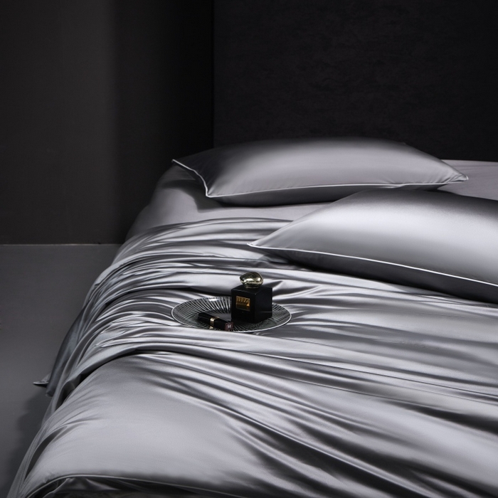 91家纺网 家纺一手货源 找家纺 优悦生活馆 2025新款凉感冰丝纯色夏被四件套-盛夏 盛夏-深灰色