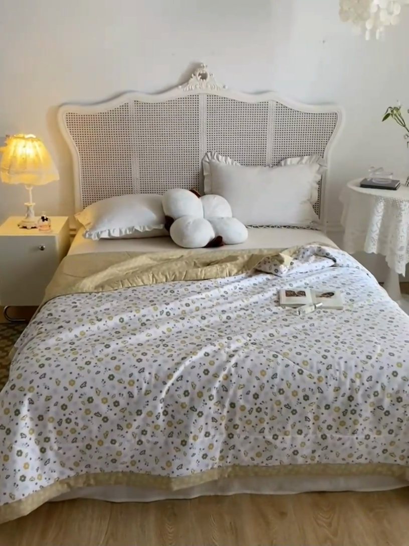 91家纺网 家纺一手货源 找家纺 维洋家纺 2025新款里外全棉印花棉花夏凉被 珊茶花