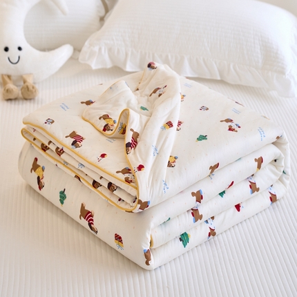 维洋家纺 2025升级21%大豆新款A类牛奶丝针织夏被（四周踩棉）软糯凉感夏被空调被 腊肠狗