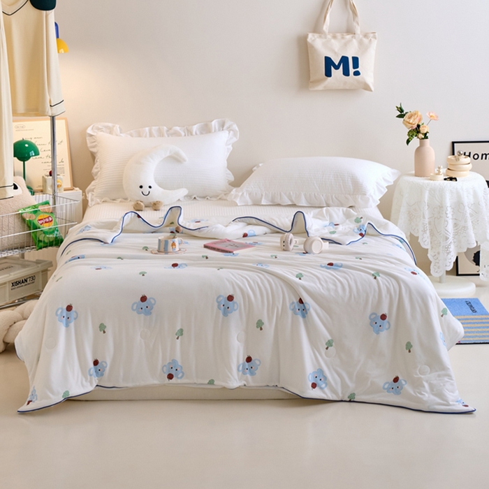 91家纺网 家纺一手货源 找家纺 维洋家纺 2025升级21%大豆新款A类牛奶丝针织夏被（四周踩棉）软糯凉感夏被空调被 长鼻象