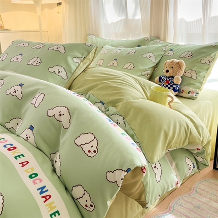 91家纺网 家纺一手货源 找家纺 （总）梦幻之城 2025新款水洗棉数码印花简易款四件套