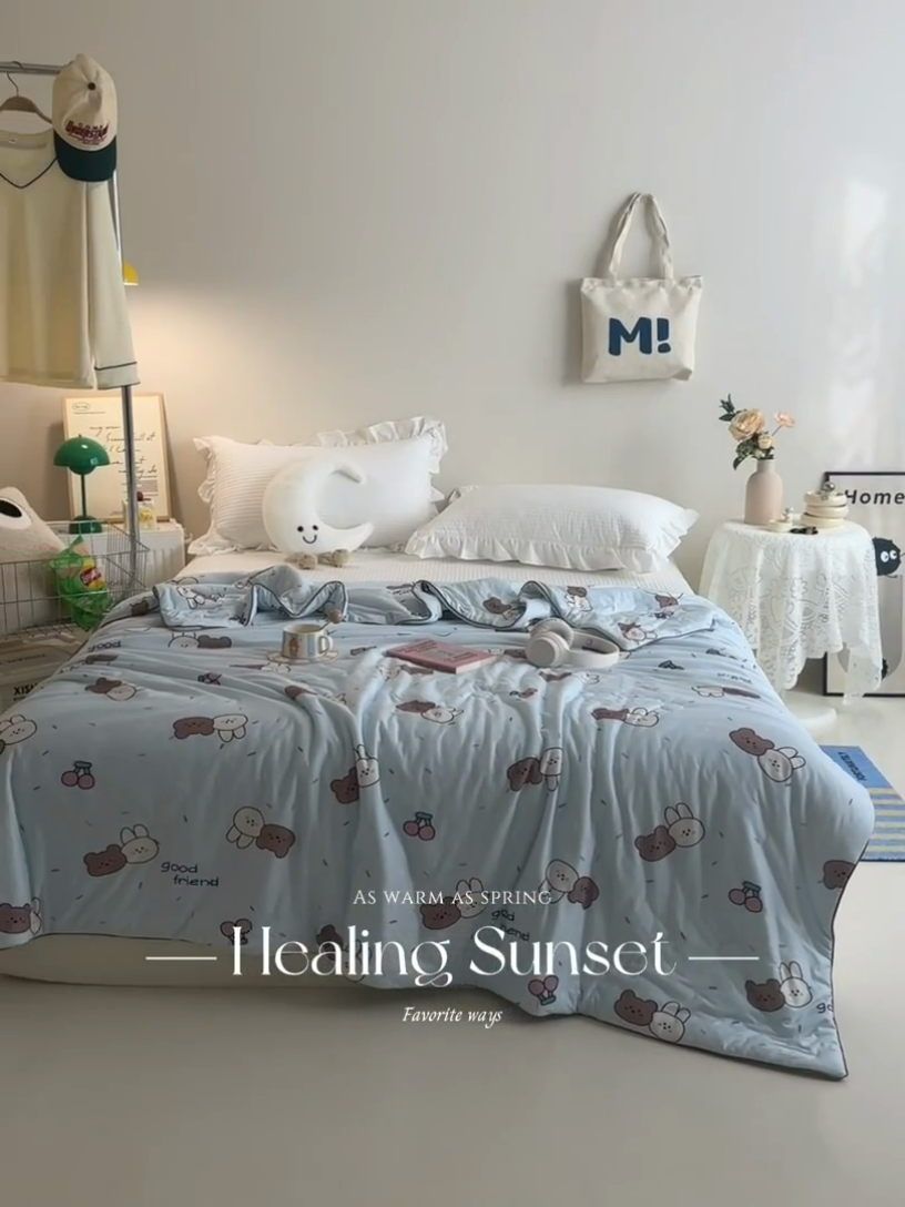 91家纺网 家纺一手货源 找家纺 维洋家纺 2025升级21%大豆新款A类牛奶丝针织夏被（四周踩棉）软糯凉感夏被空调被 爱兔