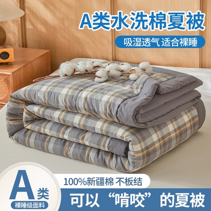 鑫佰利 2025新款A类水洗棉新疆棉花夏被子被芯 简兮-灰