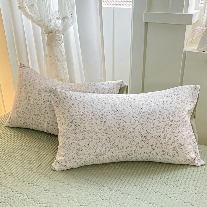 91家纺网 家纺一手货源 找家纺 仟网汇 2025新款针织双层纱床盖四件套 花与兔