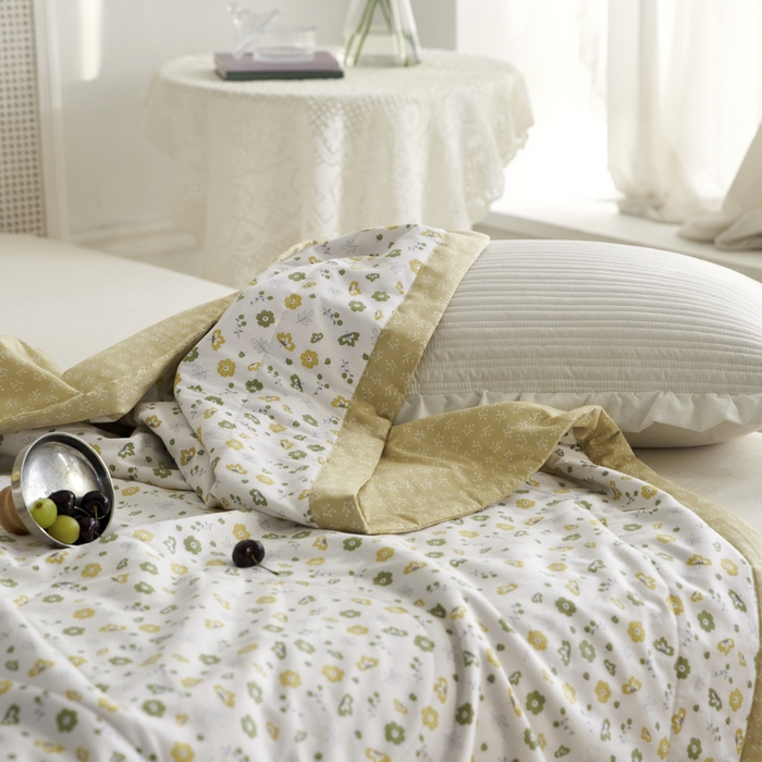 91家纺网 家纺一手货源 找家纺 维洋家纺 2025新款里外全棉印花棉花夏凉被 珊茶花