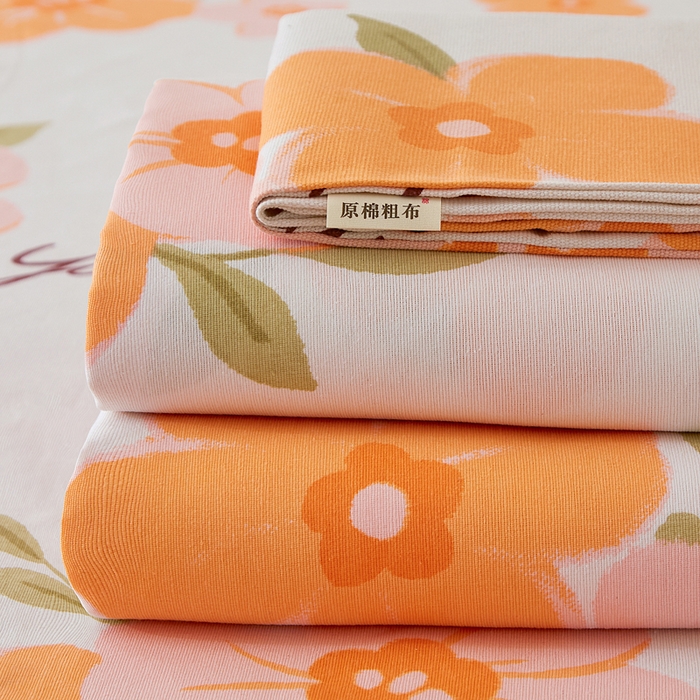 91家纺网 家纺一手货源 找家纺 棉乐町家居 2025新款锦柔老粗布床单老粗布凉席三件套 朝暮