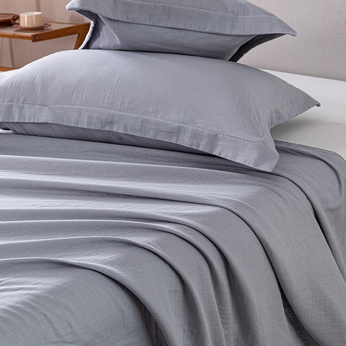 91家纺网 家纺一手货源 找家纺 锦罗绣 2025新款A类全棉双层纱单床单 优雅灰