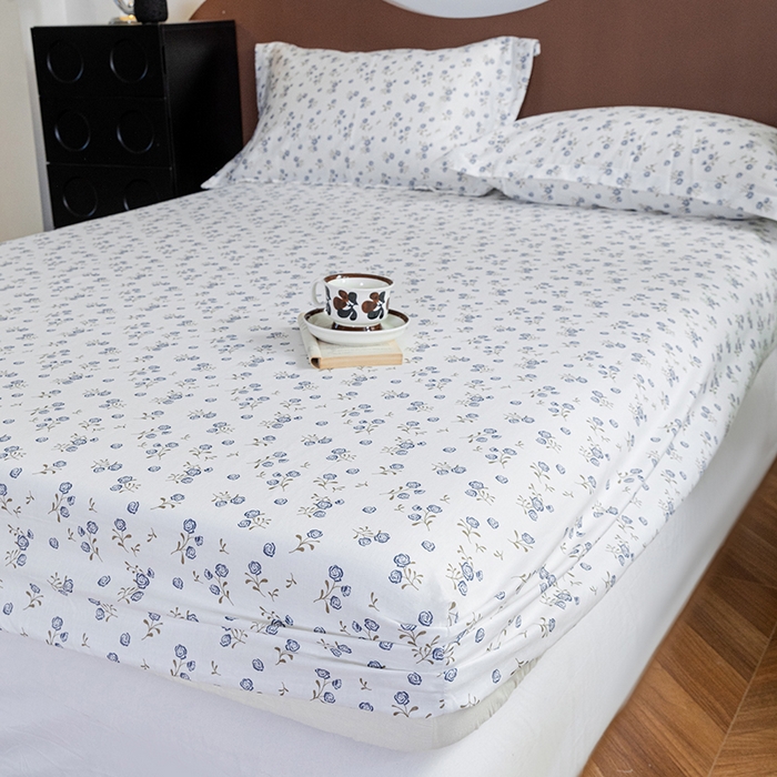 91家纺网 家纺一手货源 找家纺 锦罗绣 2025新款A类全棉双层纱单床笠 后花园