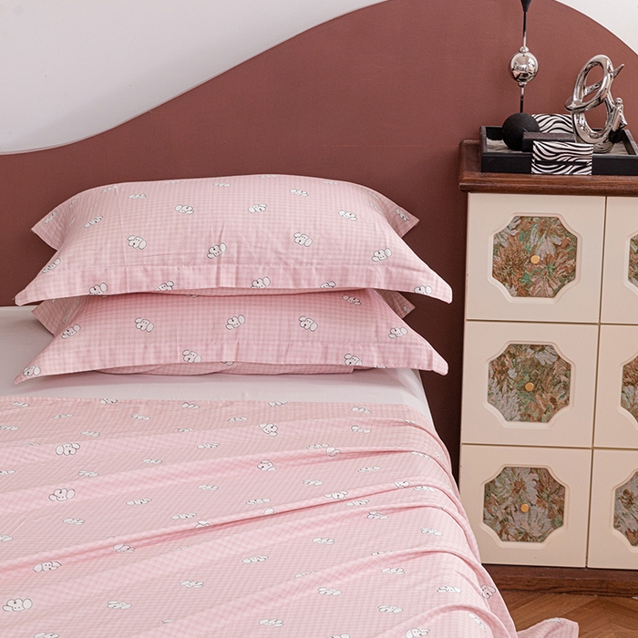 91家纺网 家纺一手货源 找家纺 锦罗绣 2025新款A类全棉双层纱单床单 好奇小狗