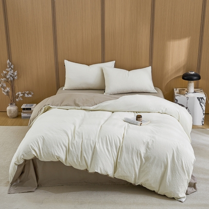 恋人优选 2025新款波纹纱全棉纯棉提花四件套 云初白