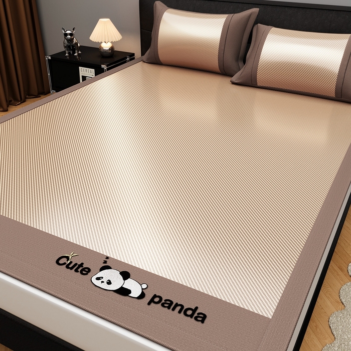 91家纺网 家纺一手货源 找家纺 卡初家居（原微来） 2026夏季轻柔丝系列冰丝席 嘟嘟熊咖色