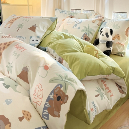 91家纺网 家纺一手货源 找家纺 （总）梦幻之城 2025新款水洗棉数码印花简易款四件套