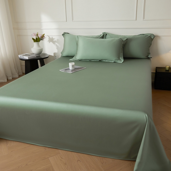 91家纺网 家纺一手货源 找家纺 涵宸 2025新款天丝-天丝棉-纯色单床单-场景1 床单-赛琳绿
