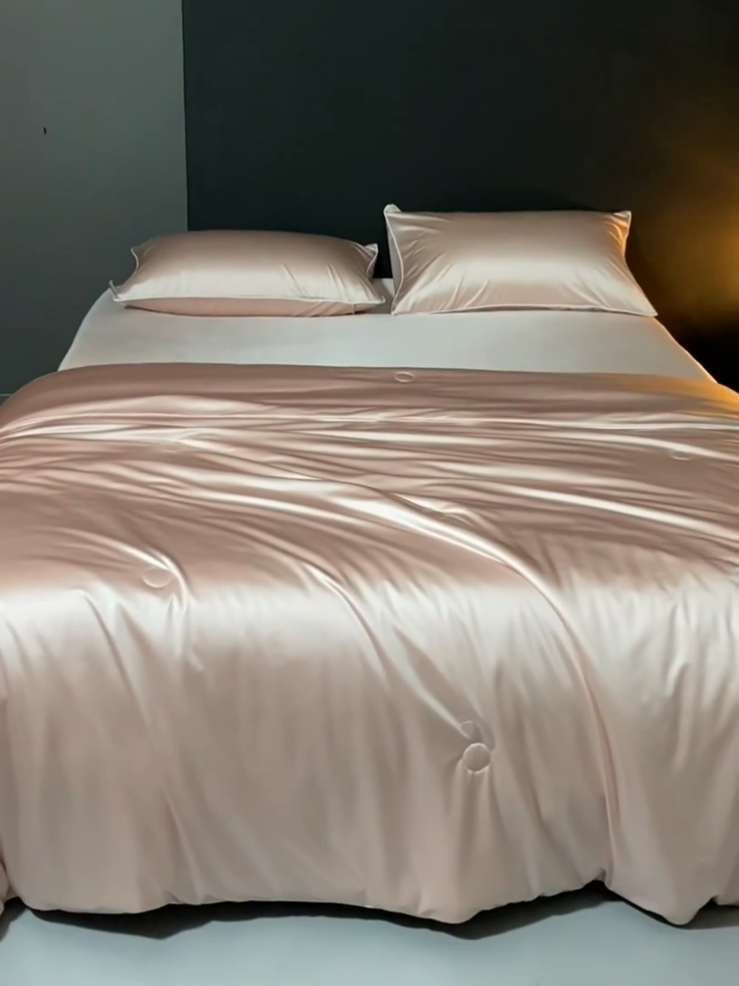 91家纺网 家纺一手货源 找家纺 优悦生活馆 2025新款凉感冰丝纯色夏被四件套-盛夏 盛夏-樱花粉