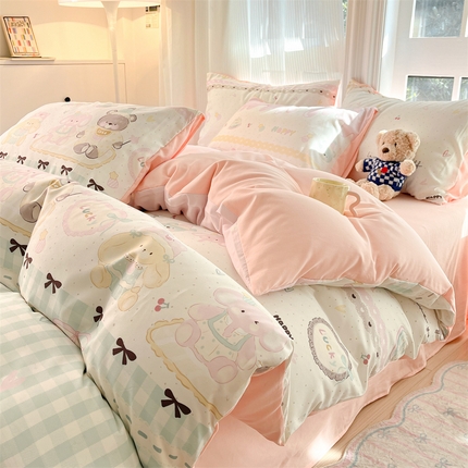 91家纺网 家纺一手货源 找家纺 （总）梦幻之城 2025新款水洗棉数码印花简易款四件套