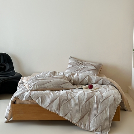 简家居 2025新款60支色织空气棉四件套-极光记忆 极光记忆-咖色