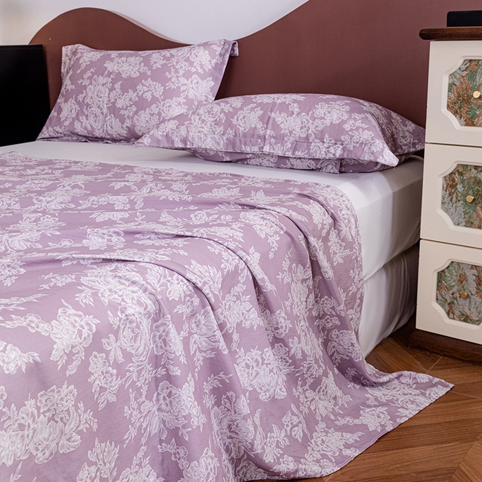 91家纺网 家纺一手货源 找家纺 锦罗绣 2025新款A类全棉双层纱单床单 花觅