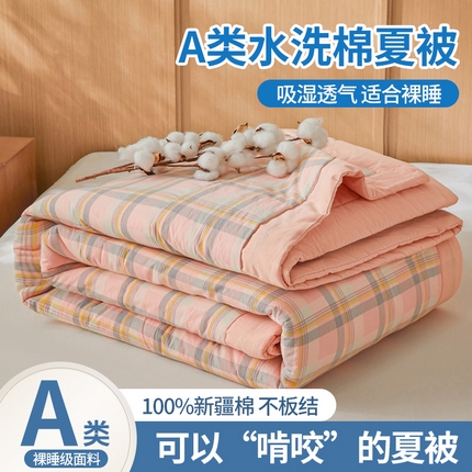 鑫佰利 2025新款A类水洗棉新疆棉花夏被子被芯 简兮-粉