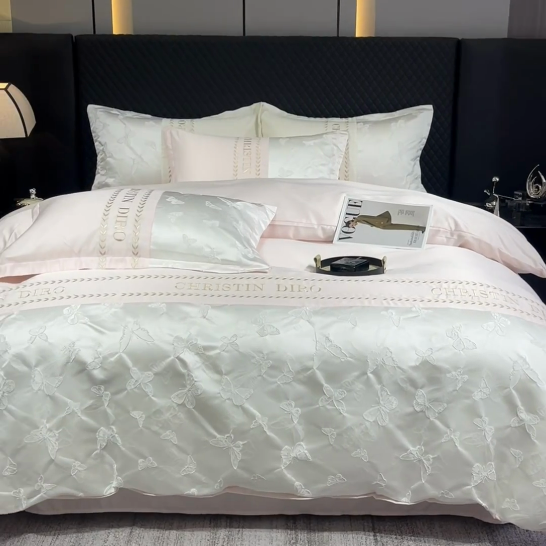 91家纺网 家纺一手货源 找家纺 （总）艾米家居 2025新款轻奢浮雕系列凉感丝水洗真丝四件套