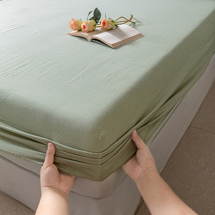 91家纺网 家纺一手货源 找家纺 锦罗绣 2025新款A类全棉双层纱单床笠 绿色