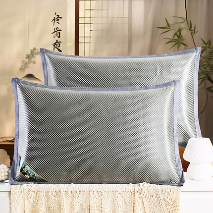 小牛席业 2025新款大冰藤夏凉枕套系列凉枕套夏天枕套冰丝枕套竹枕套藤枕套冰藤枕套 大冰藤夏凉枕头（银灰）