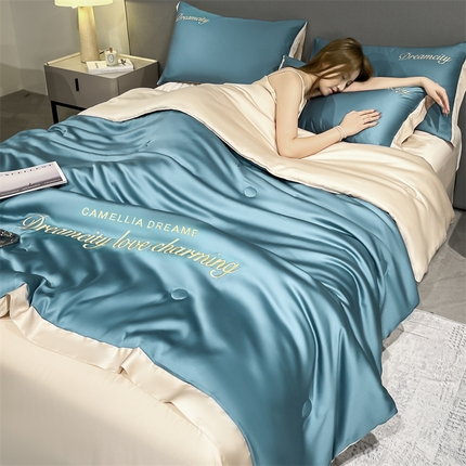 91家纺网 家纺一手货源 找家纺 （总）云棉坊 2025宽边水洗冰丝夏被四件套-曼希系列