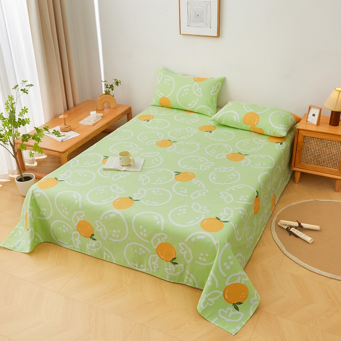 91家纺网 家纺一手货源 找家纺 棉乐町家居 2025新款锦柔老粗布床单老粗布凉席三件套 气泡橙