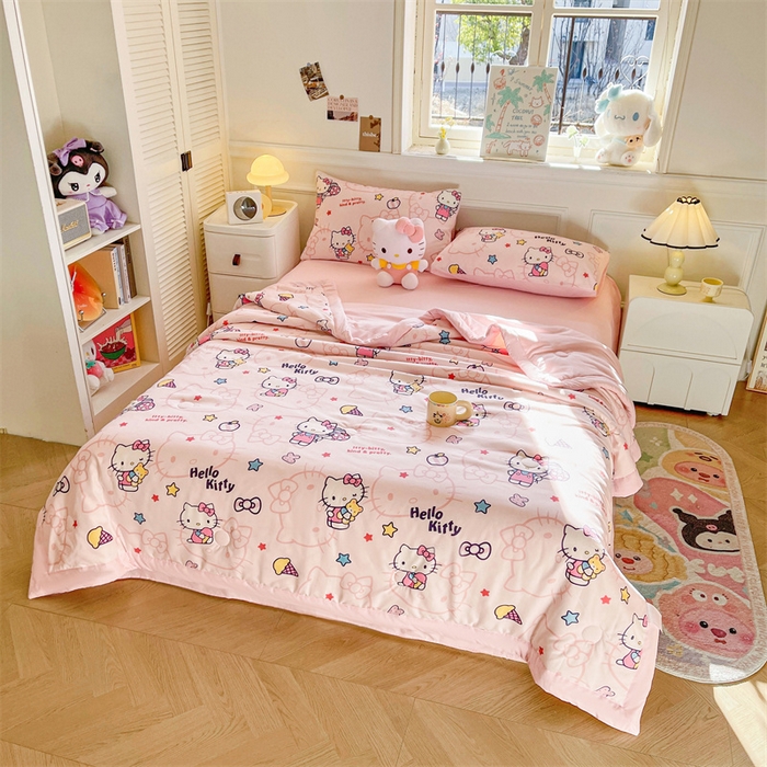 91家纺网 家纺一手货源 找家纺 晓时候 2025新款正版授权三丽鸥水洗棉夏被新疆棉花被夏凉被空调薄被子 KT猫