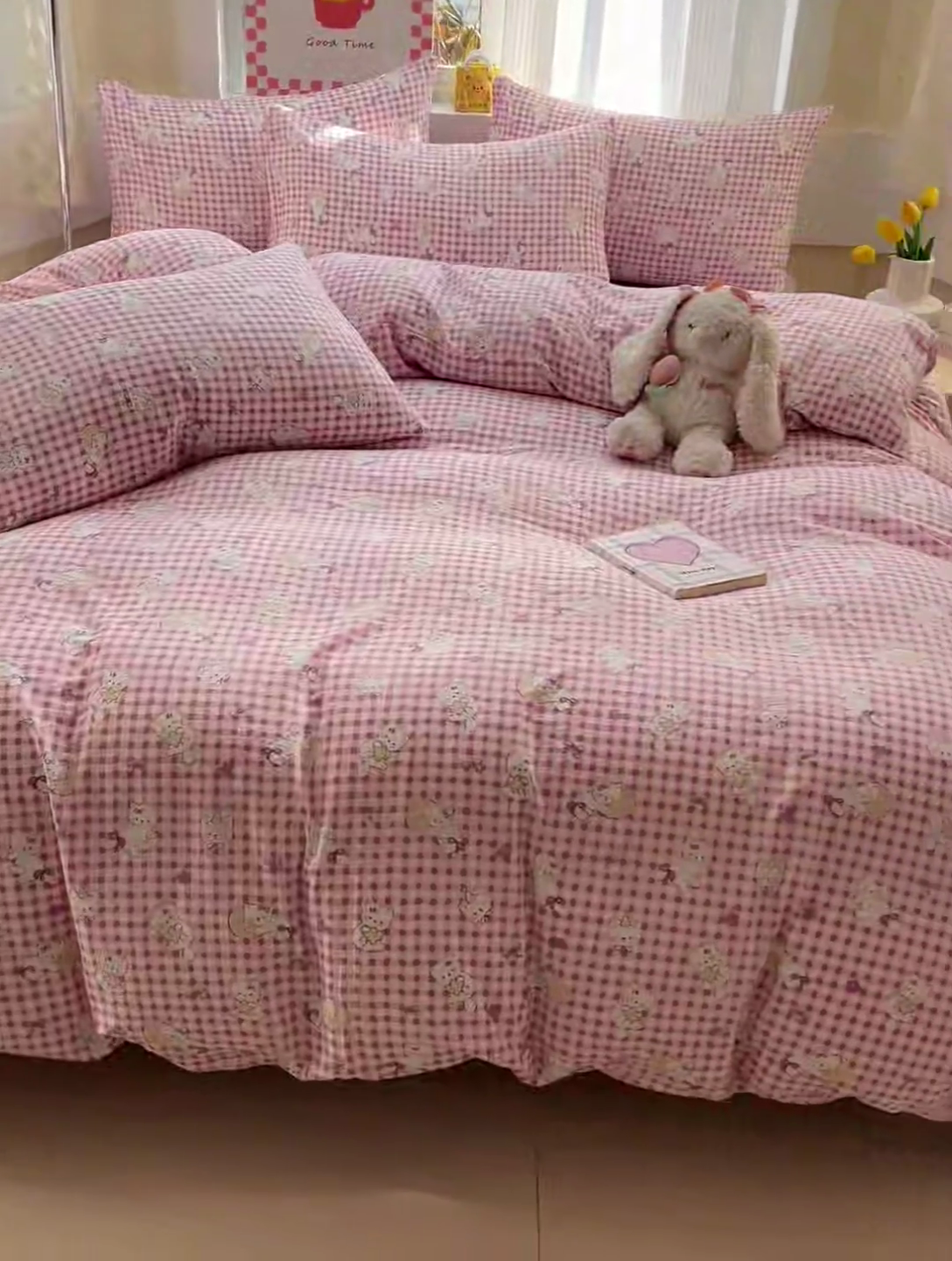 91家纺网 家纺一手货源 找家纺 暖芯优选 2025新款加厚云感棉双层纱四件套小碎花被套床单床笠款学生三件套新款直播热款 猫猫晚宴