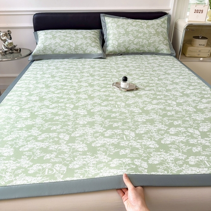 卡初家居（原微来） 2025夏季凉感提花席 繁花-冰韵绿