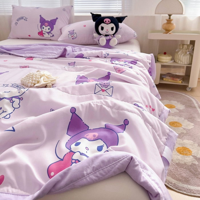 91家纺网 家纺一手货源 找家纺 海岛哥哥 2025新款三丽鸥系列A类水洗棉夏被大床图（提供买家秀） 夏被-库洛米之心