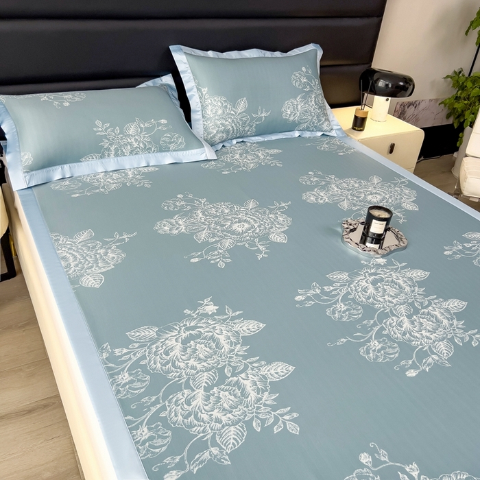 91家纺网 家纺一手货源 找家纺 卡初家居（原微来） 2025夏季凉感提花席 南鸢-幽蓝