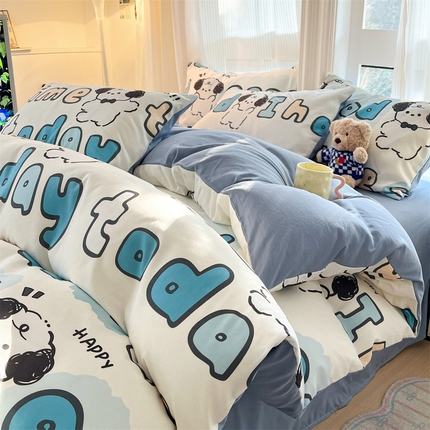 91家纺网 家纺一手货源 找家纺 （总）梦幻之城 2025新款水洗棉数码印花简易款四件套