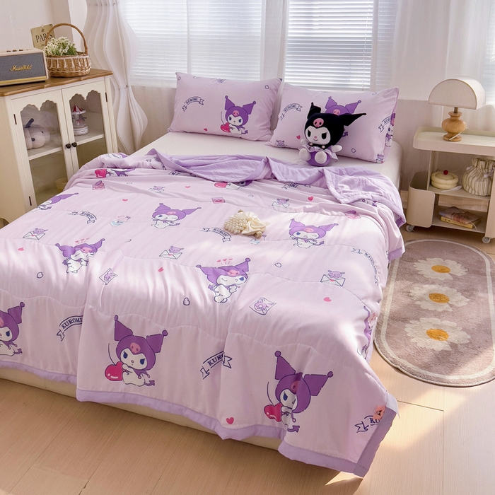 91家纺网 家纺一手货源 找家纺 海岛哥哥 2025新款三丽鸥系列A类水洗棉夏被大床图（提供买家秀） 夏被-库洛米之心