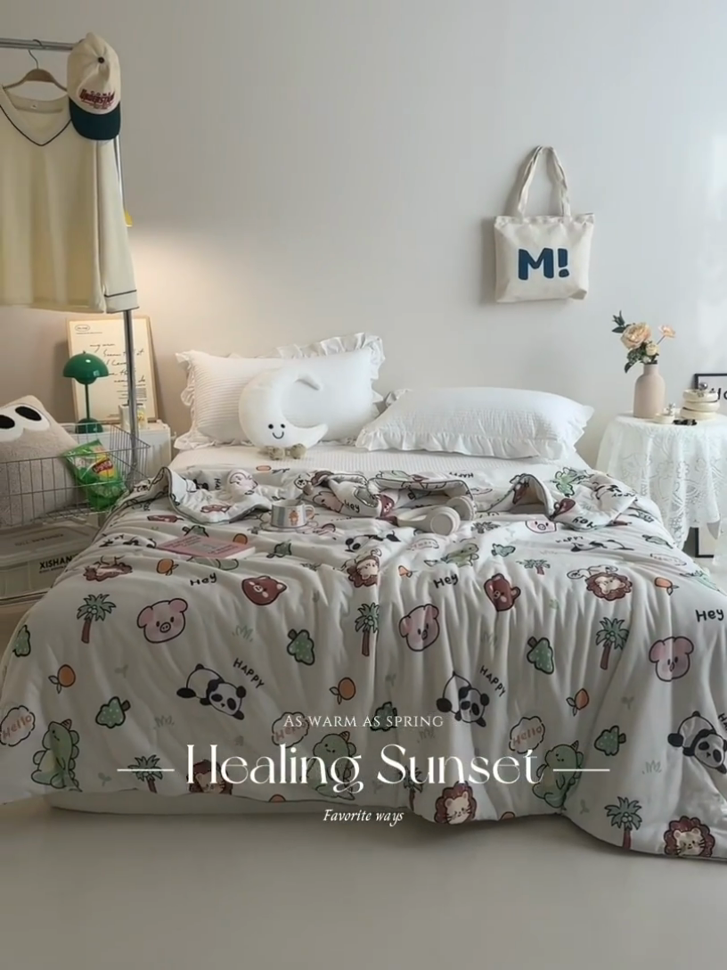 91家纺网 家纺一手货源 找家纺 维洋家纺 2025升级21%大豆新款A类牛奶丝针织夏被（四周踩棉）软糯凉感夏被空调被 动物乐园