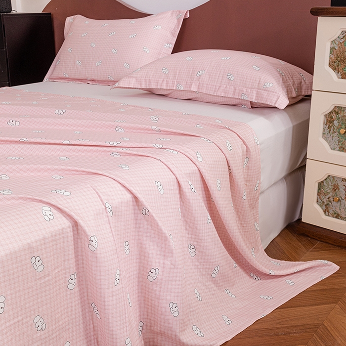 91家纺网 家纺一手货源 找家纺 锦罗绣 2025新款A类全棉双层纱单床单 好奇小狗