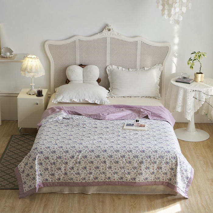 91家纺网 家纺一手货源 找家纺 维洋家纺 2025新款里外全棉印花棉花夏凉被 如烟若梦