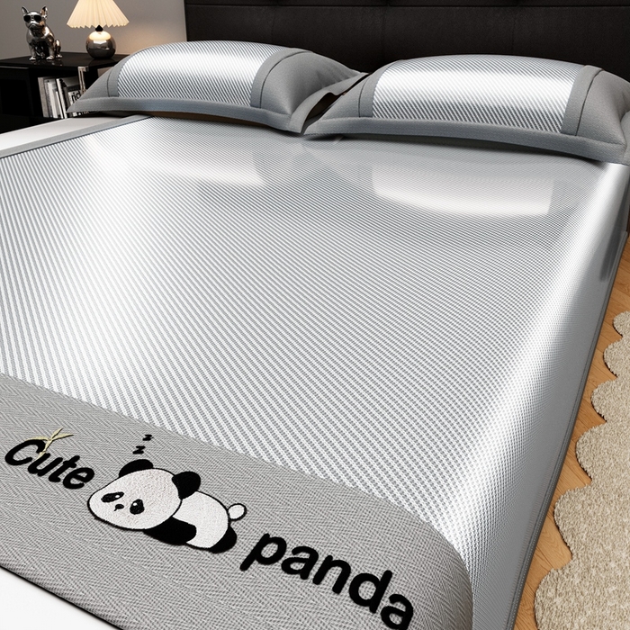 91家纺网 家纺一手货源 找家纺 卡初家居（原微来） 2026夏季轻柔丝系列冰丝席 嘟嘟熊高级灰