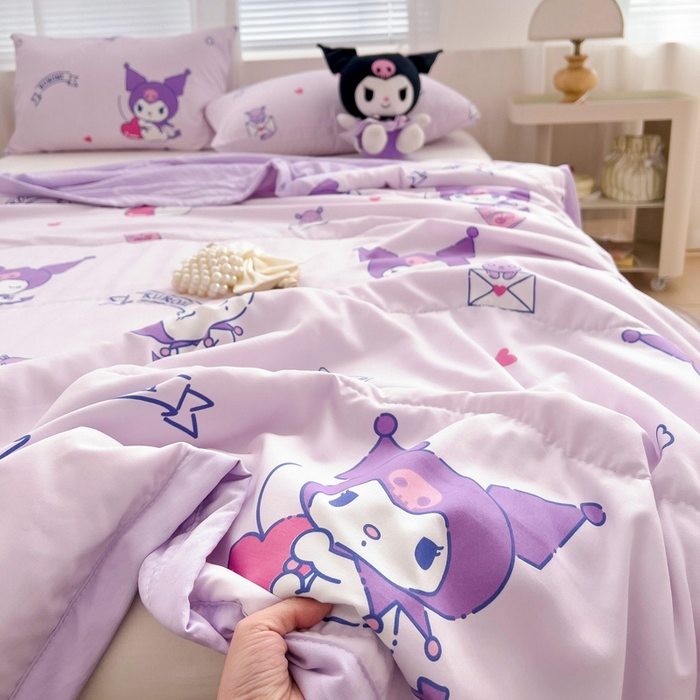 91家纺网 家纺一手货源 找家纺 海岛哥哥 2025新款三丽鸥系列A类水洗棉夏被大床图（提供买家秀） 夏被-库洛米之心