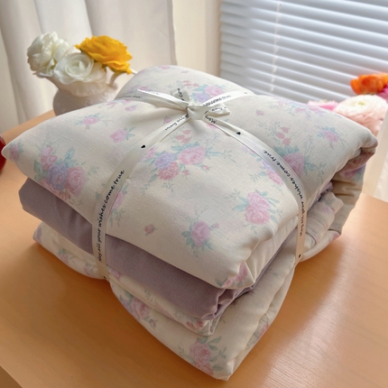 桃喜 2025新款春夏全棉双层纱碎花系列四件套 安和桥米