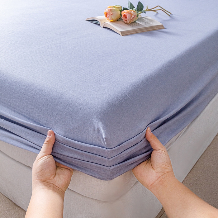 91家纺网 家纺一手货源 找家纺 锦罗绣 2025新款A类全棉双层纱单床笠 绅士蓝