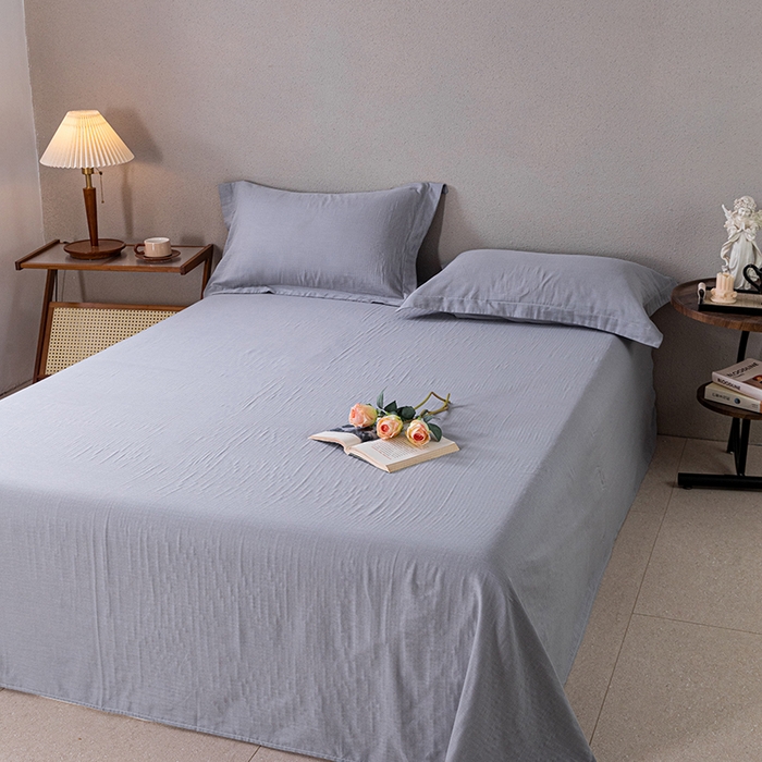 91家纺网 家纺一手货源 找家纺 锦罗绣 2025新款A类全棉双层纱单床单 优雅灰