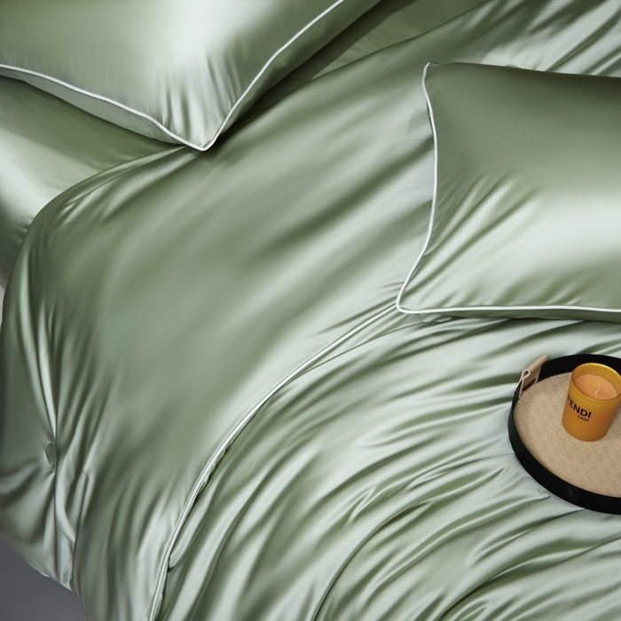 91家纺网 家纺一手货源 找家纺 优悦生活馆 2025新款凉感冰丝纯色夏被四件套-盛夏 盛夏-清水绿