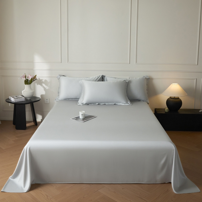 91家纺网 家纺一手货源 找家纺 涵宸 2025新款天丝-天丝棉-纯色单床单-场景1 床单-时尚灰