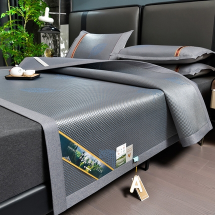 小牛席业 2025新款加厚款-叶语冰藤席系列凉席藤席冰藤席冰丝席竹席草席空调席乳胶席豆豆席 加厚款-叶语冰藤席-蓝色