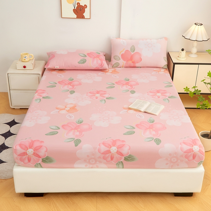 91家纺网 家纺一手货源 找家纺 首爱家纺 2025新款锦柔老粗布印花床笠 密语花漾