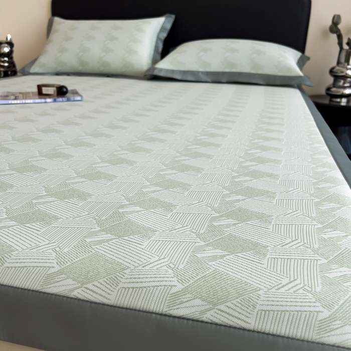 91家纺网 家纺一手货源 找家纺 卡初家居（原微来） 2025夏季凉感提花席 逸线翠澜-玉翡森