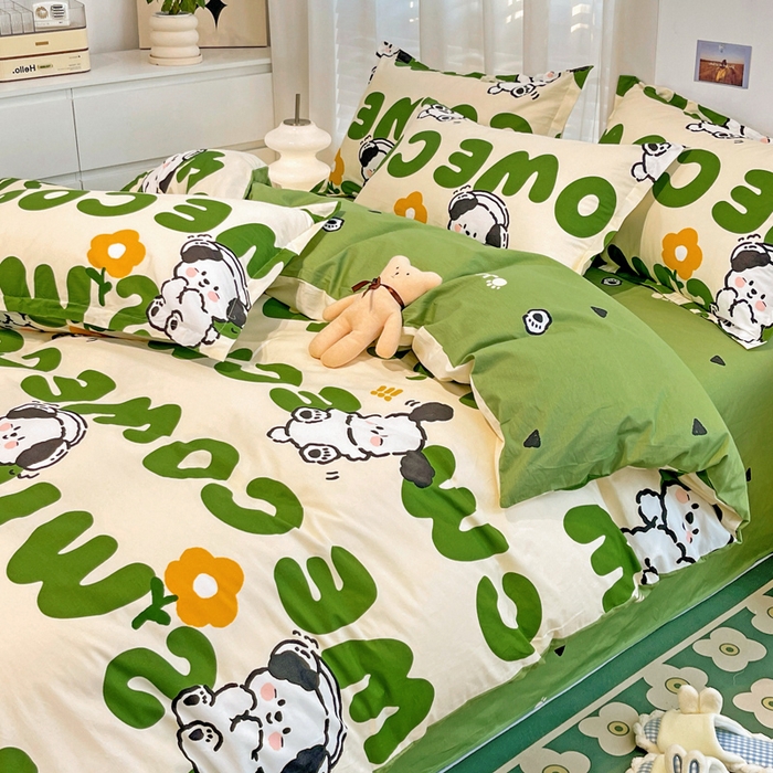 91家纺网 家纺一手货源 找家纺 金盛纺 2025新款13372全棉系列四件套 屁屁狗